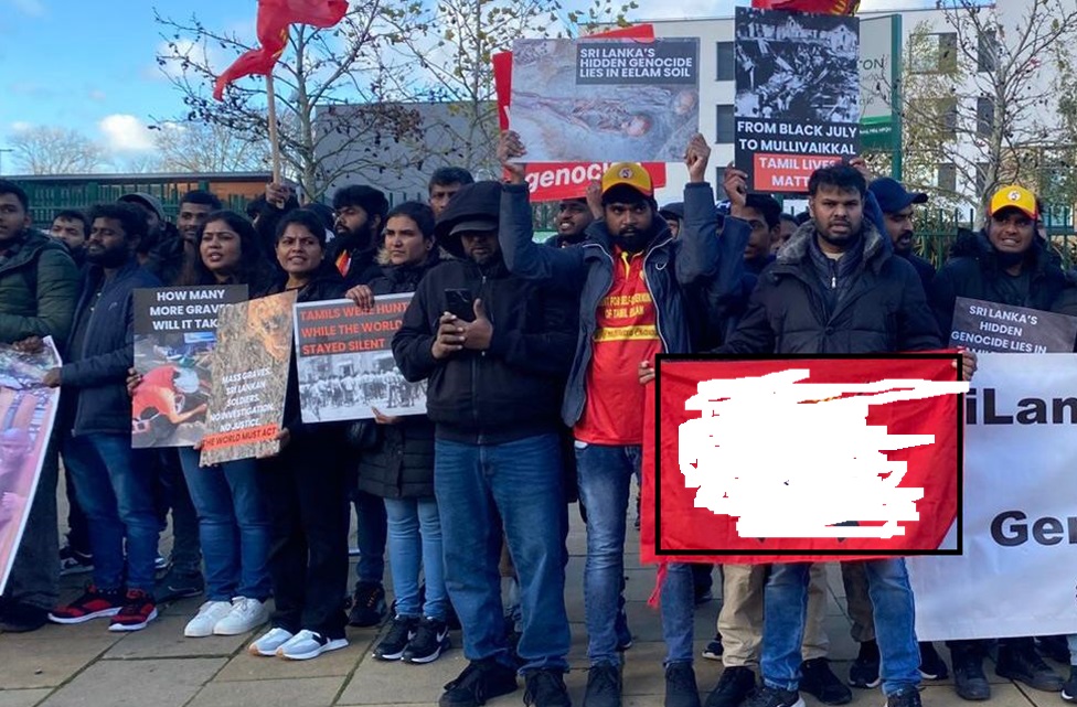 ජවිපෙ ප්‍රධාන ලේකම් ටිල්වින්ගේ ලන්ඩන් සංචාරයේදී කොටි ඩයස්පෝරාවේ විරෝධතාවක්